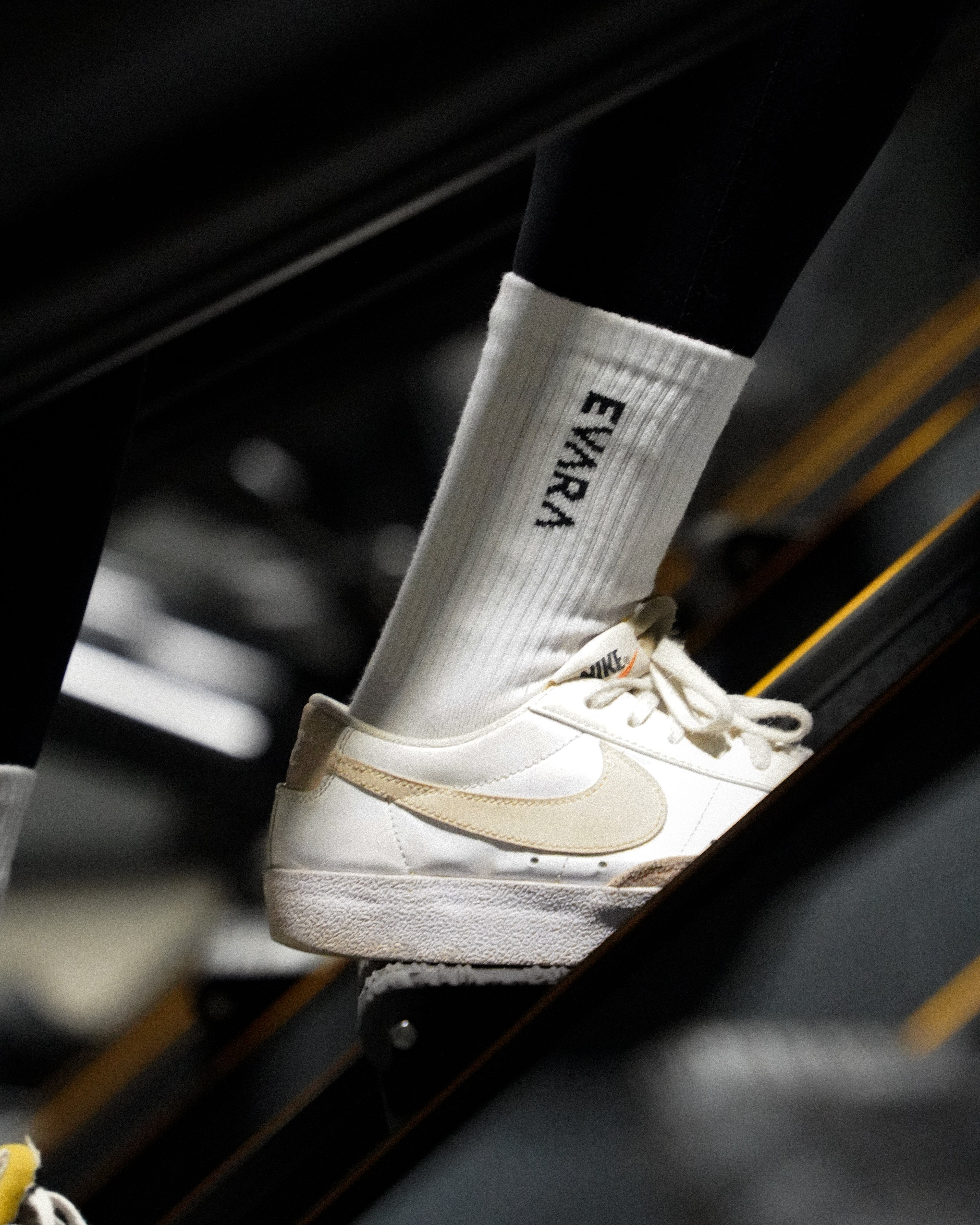 Ether White Crew Socks