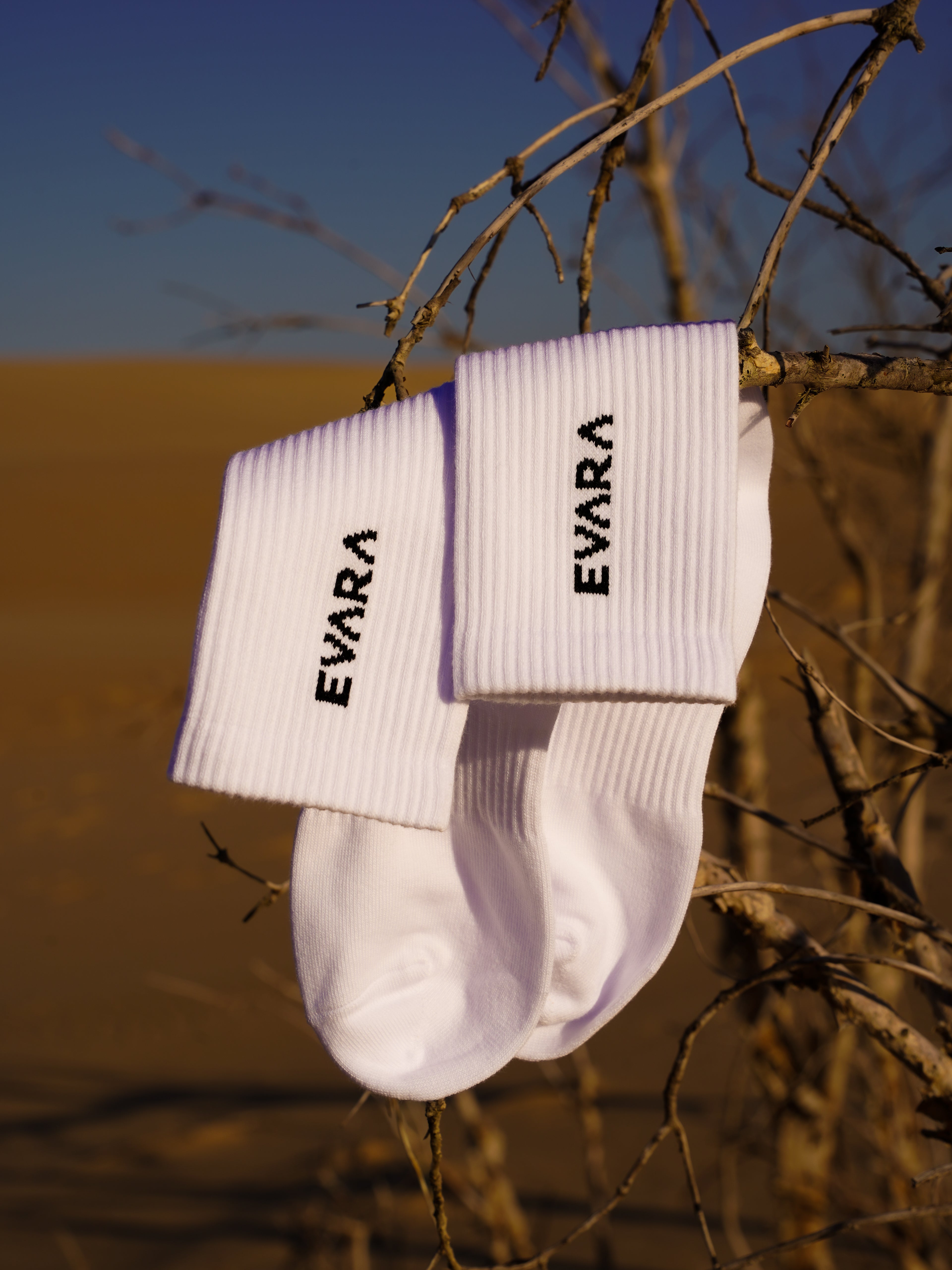 Ether White Crew Socks